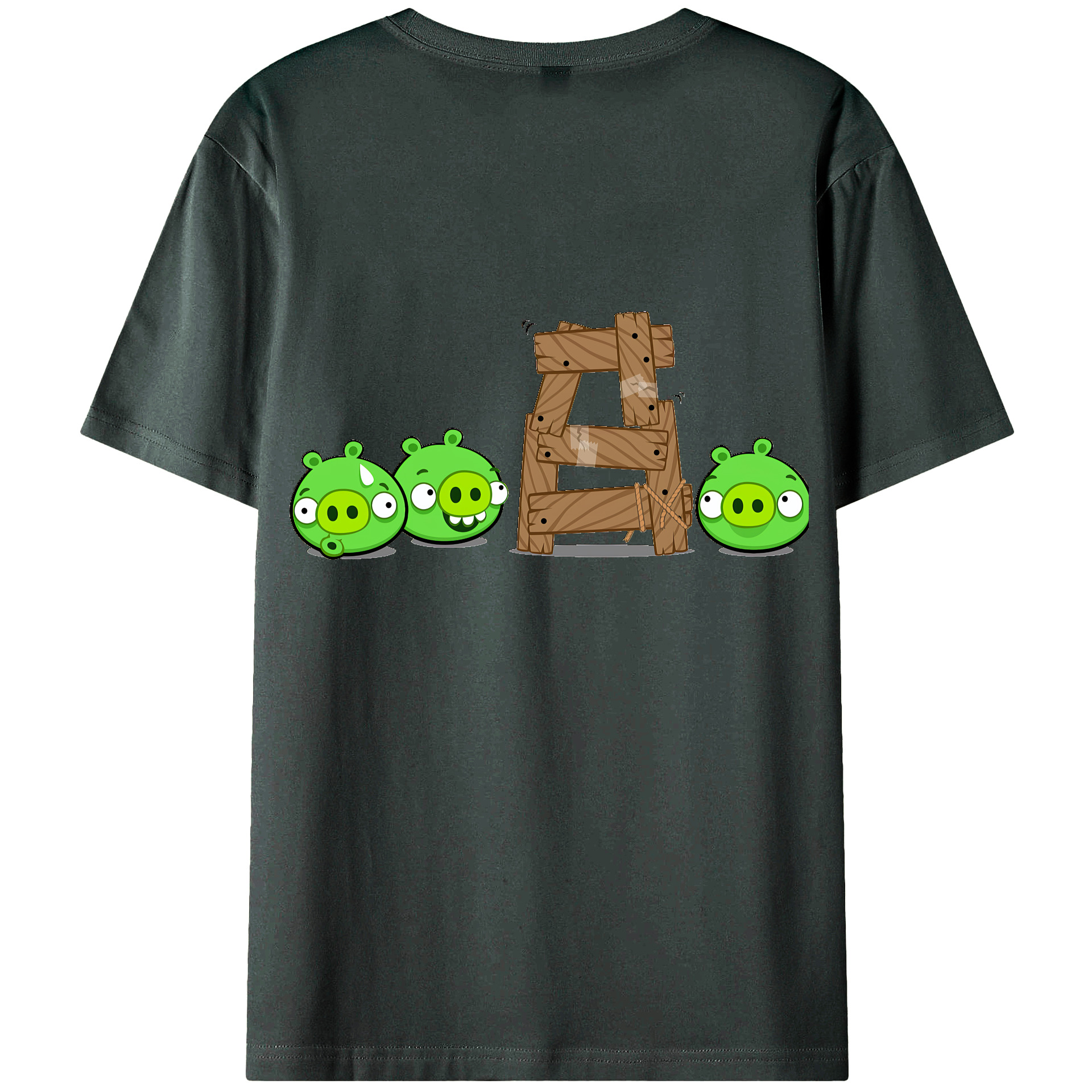 （画像用） Angry Birds アングリーバード 綿100％ メンズ半袖Tシャツ（バックプリント） 通気性